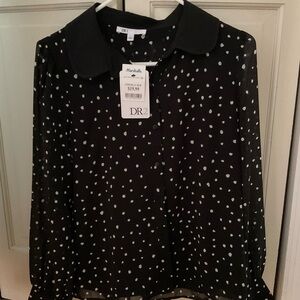 DR2 Black and White Polka Dot Blouse